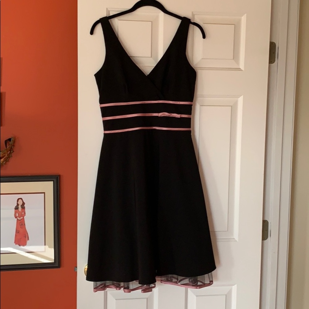 Black Dress with Pink Stripe Accent - Formal Dress